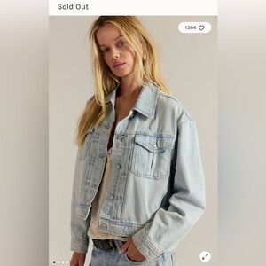 Free People Light Blue Jean Jacket size large